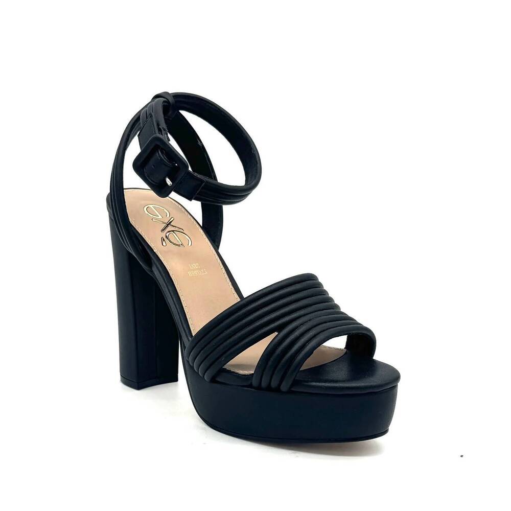 NEW EXE women's strap platform block heel sandal in black